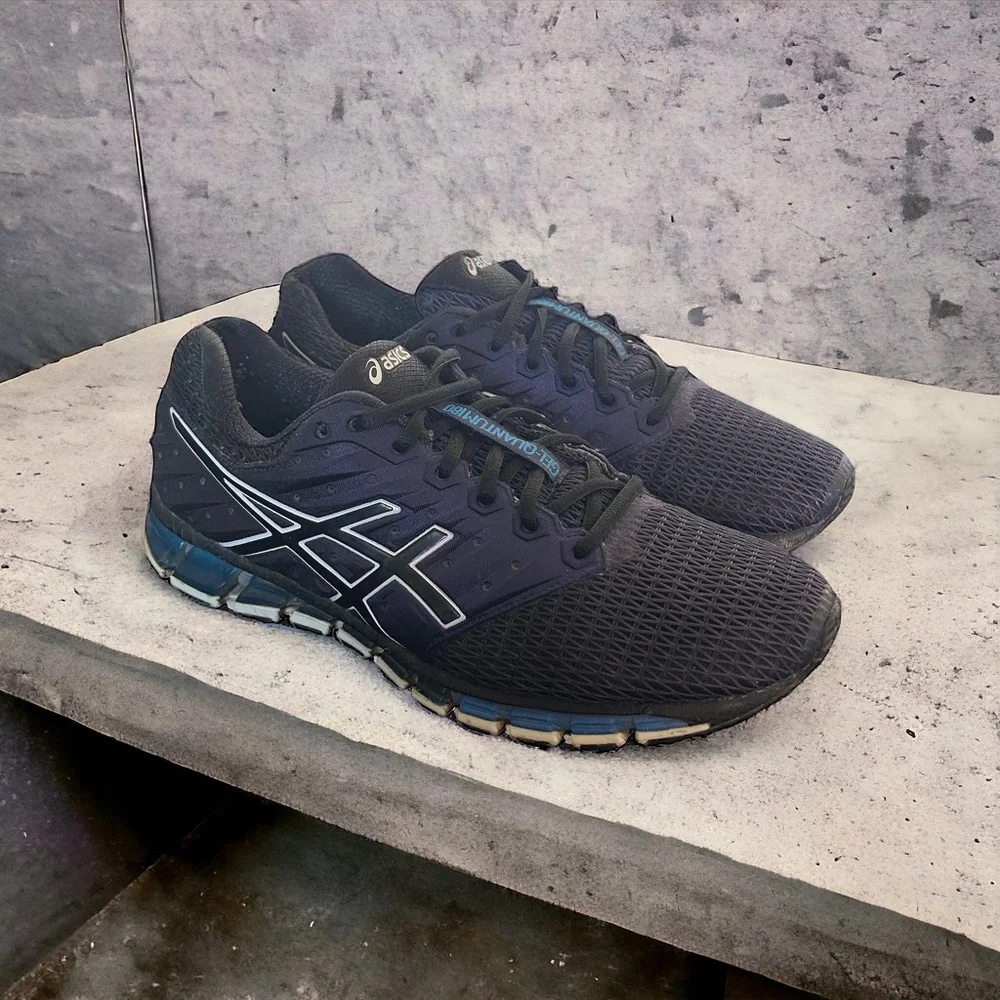 ASICS Gel-Quantum 180 2 Men's Black Blue T6G2N Running Shoes Size 10 - Picture 2 of 14